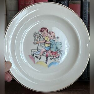 MCM Pair 1940s Salem China Co. Child’s Bowl & Plate Set